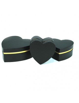 Caja Corazón Negro/Oro (3 unidades)