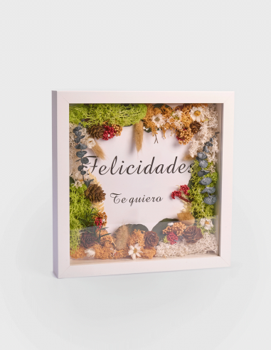 Marco de Flores Secas "Felicidades Te Quiero"