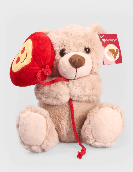 Oso de Peluche con Globo de Corazón (25cm)
