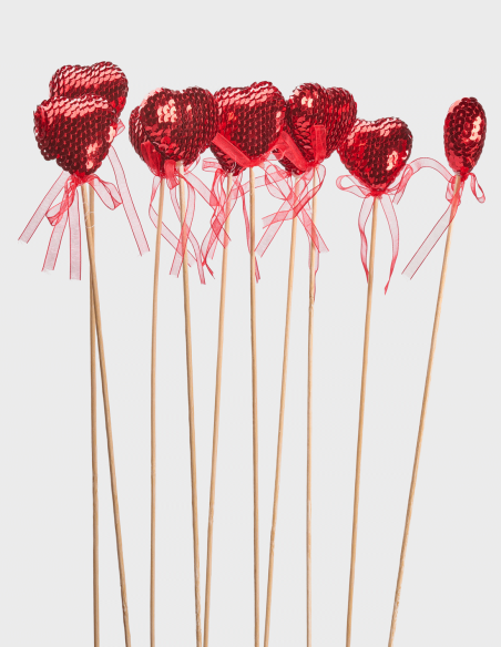 Pick Decorativo con Corazón de Lentejuelas (50cm)