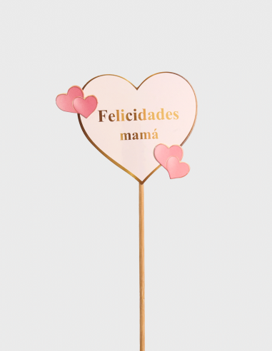 Pick Corazón Felicidades Mamá (6 uds)