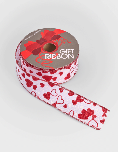 Cinta Decorativa de Poliéster con Corazones (38mm x 10m)