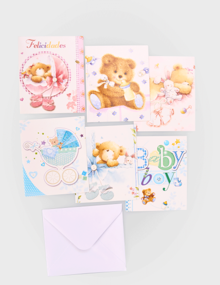 Tarjetas de Felicitación de Nacimientos Vintage (16cm x 9,5cm)