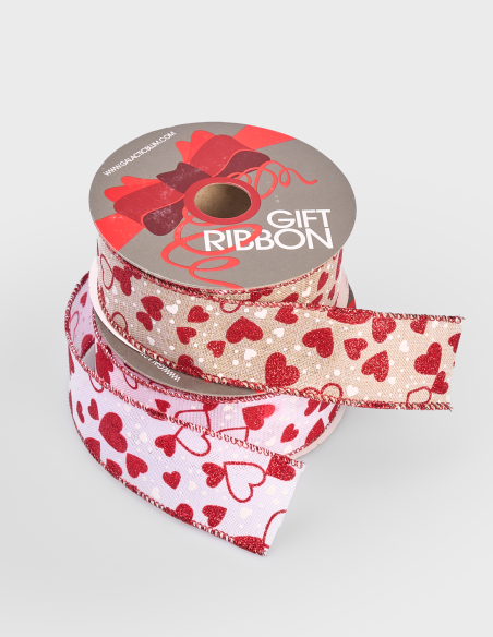 Cinta Decorativa de Poliéster con Corazones (38mm x 10m)