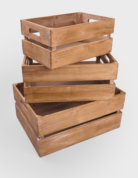 Juego de 3 Cajas de Madera Decorativa