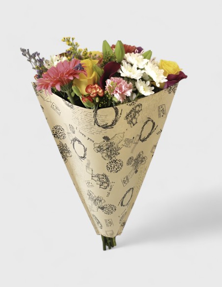 Bolsa de Bouquet Kraft Estampado Retro (-30% descuento)