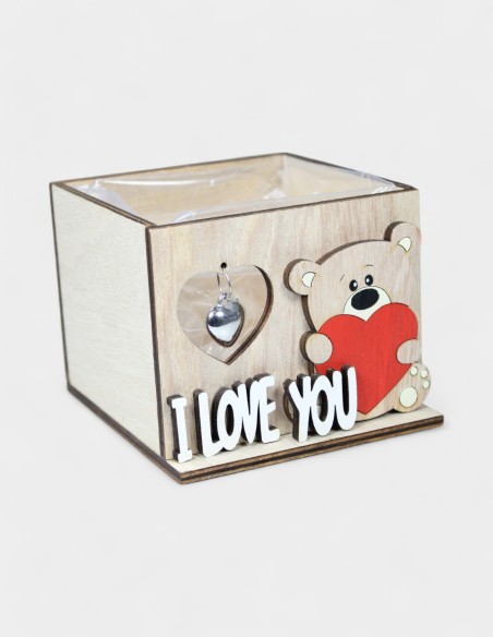 Caja Madera Oso I Love You | GalacticBlum