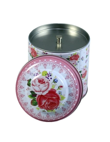 Lata Rosa con Flores