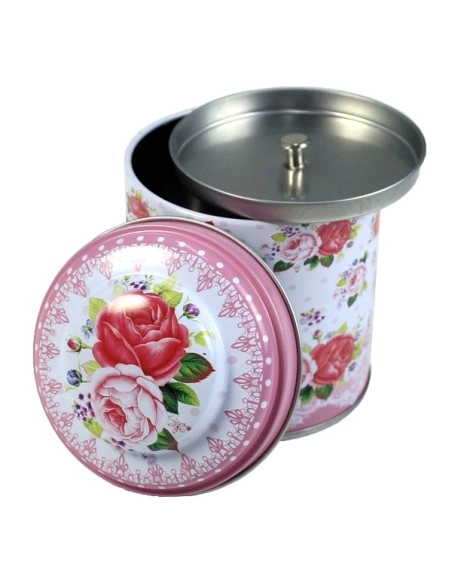 Lata Rosa con Flores