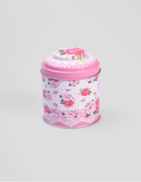 Lata Decorativa con Flores (9cm ø x 11cm)