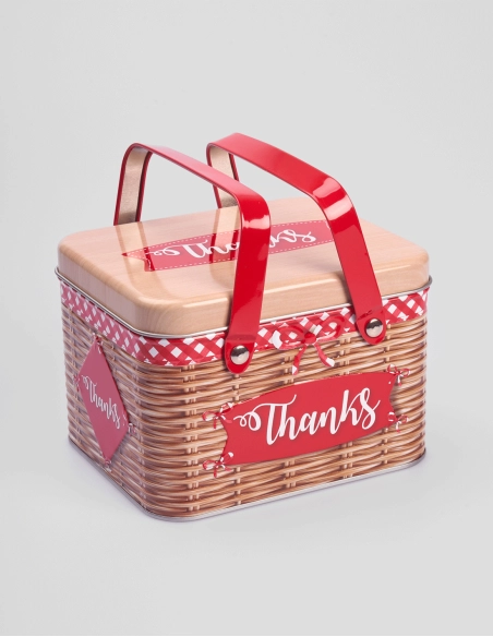 Caja Decorativa Metálica Cesta (15,5 x 13 x 10,5 cm)