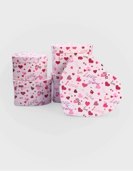 Juego de 5 Cajas Decorativas Corazón