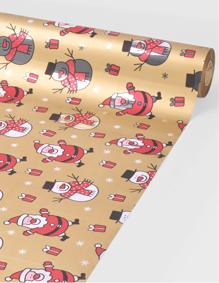 Papel Celofán Metalizado - Papá Noel (70cm x 50m | 35 micras)