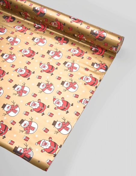 Papel Celofán Metalizado - Papá Noel (70cm x 50m | 35 micras)