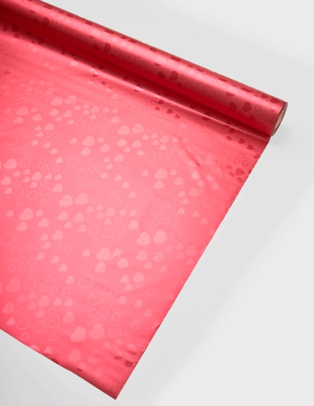Celofán Metalizado - Corazones Relieve (70cm x 50m | 35 micras)