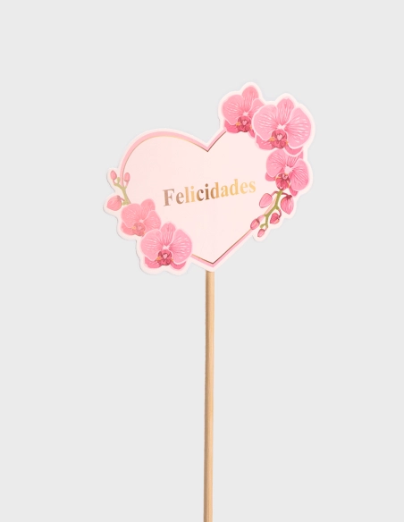 Pick Decorativo Corazón Felicidades (48cm)
