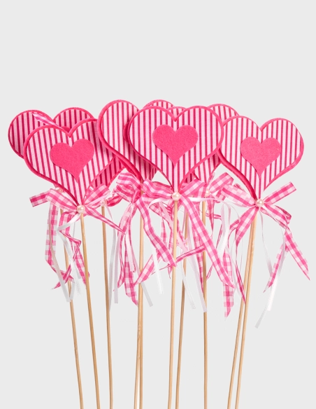 Pick Decorativo Corazón de Fieltro Rosa (30% descuento)