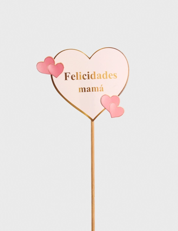 Pick Corazón Felicidades Mamá (6 uds)