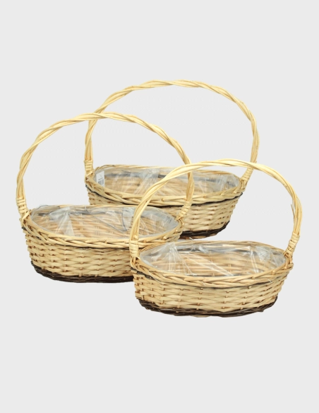 Juego 3 Cestas de Mimbre para Flores Ovaladas (Ref: M221018)