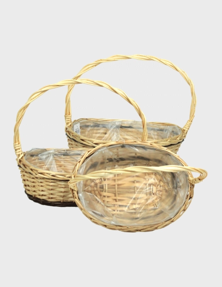 Juego 3 Cestas de Mimbre para Flores Ovaladas (Ref: M221018)