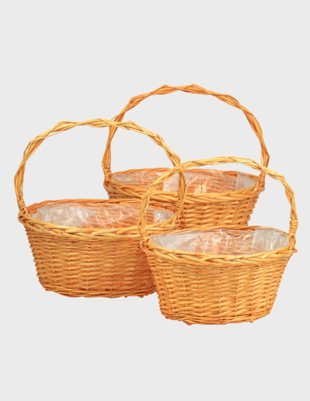Juego Cestas de Mimbre para Flores (3 piezas)