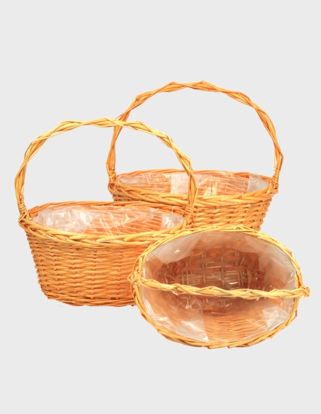 Juego Cestas de Mimbre para Flores (3 piezas)