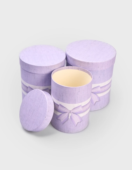 Juego de 3 Cajas Redondas Rojas con Lazo (30% descuento)