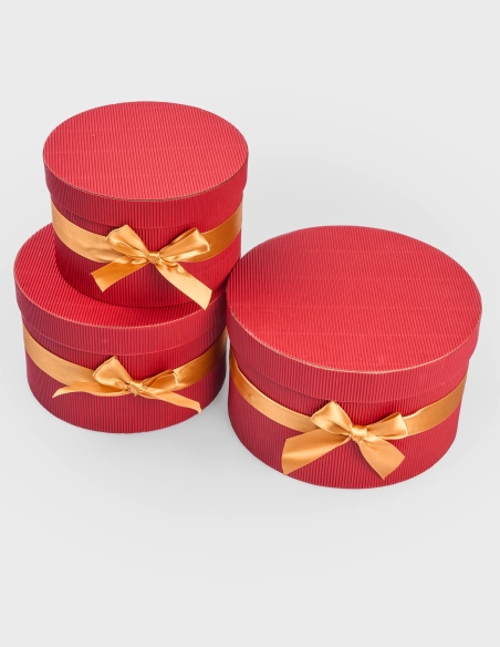 Cajas Redondas de Papel (Pack 3 Cajas Rojas)