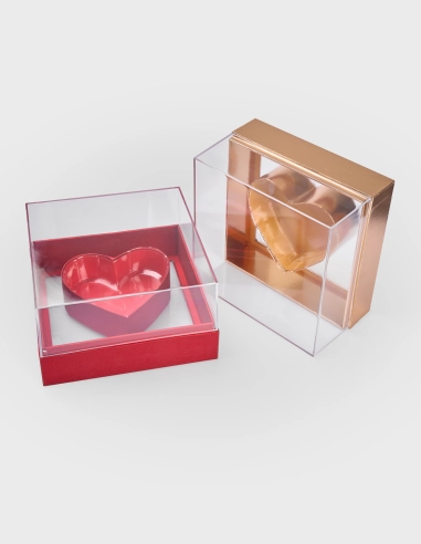 Caja Acrílica para Flores Corazón (20x20cm)