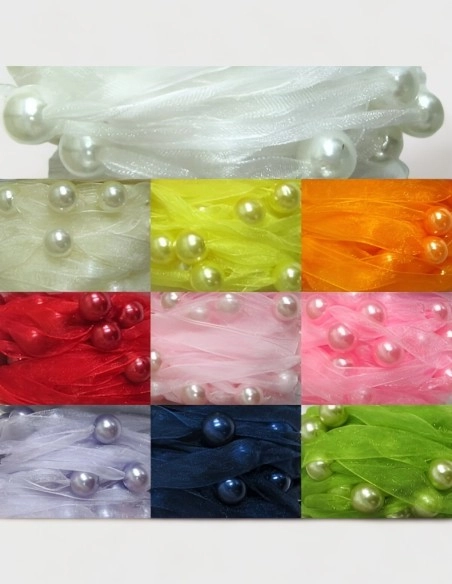 Cinta de organza con perlas (10m) 30% DESCUENTO