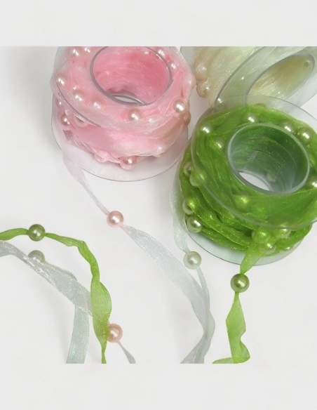 Cinta de organza con perlas (10m) 30% DESCUENTO
