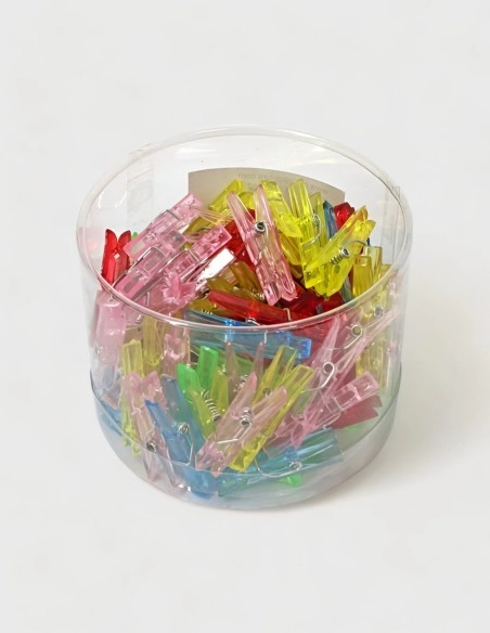 Pinzas Transparentes de colores (100 unds.)