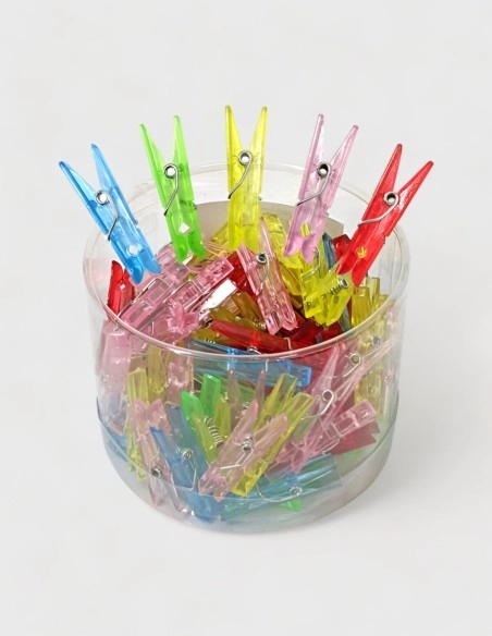 Pinzas Transparentes de colores (100 unds.)