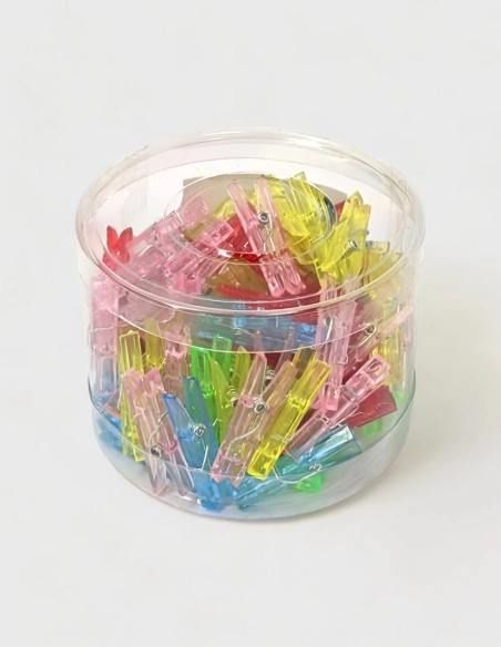 Pinzas Transparentes de colores (100 unds.)