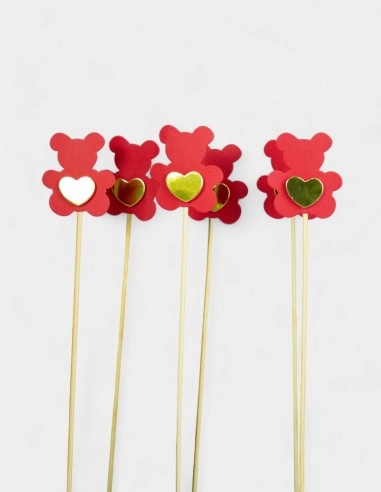 Pick Oso Rojo con Corazón