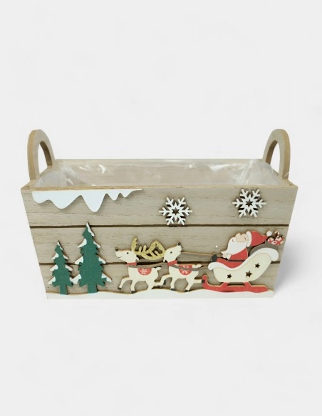 Caja de Madera para Navidad Santa Claus (24 x 14,5 x 15 cm)