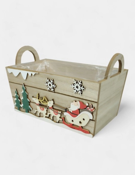 Caja de Madera para Navidad Santa Claus (24 x 14,5 x 15 cm)