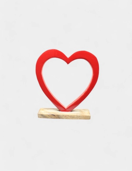 Corazón Decorativo de Madera Rojo Brillante - 2 Medidas