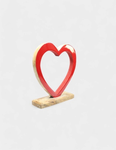 Corazón Decorativo de Madera Rojo Brillante - 2 Medidas