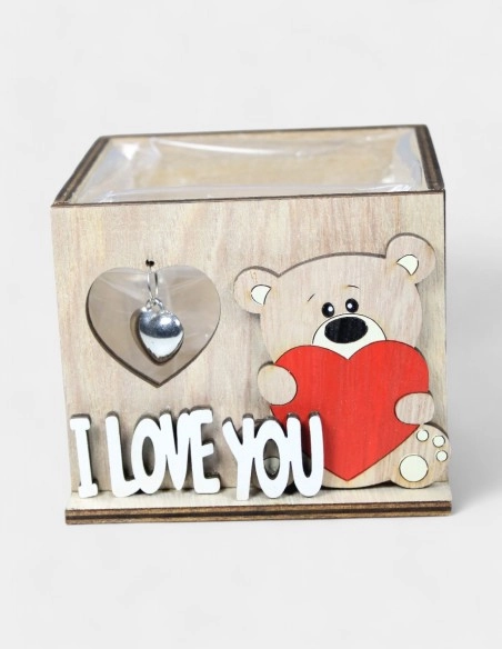 Caja Madera Oso I Love You | GalacticBlum