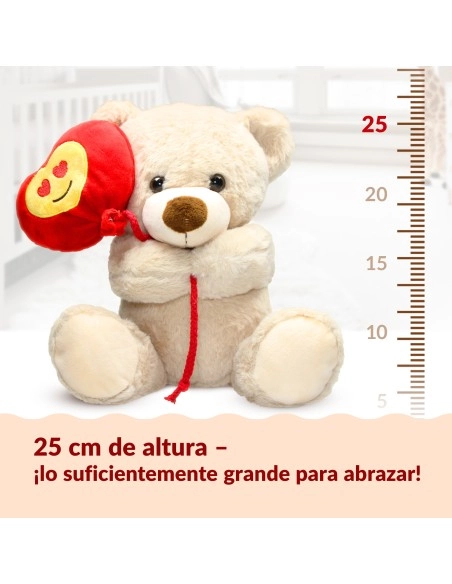 Oso de Peluche con Globo de Corazón (25cm)