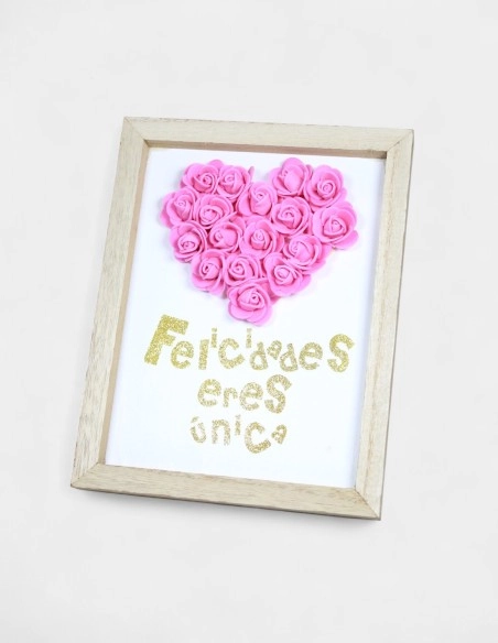 Marco Corazón Foam Rosa Felicidades Eres Única 20x15.6cm