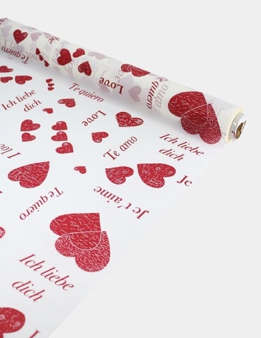 Papel de Celofán Lacado Old Hearts 70cm x 30m