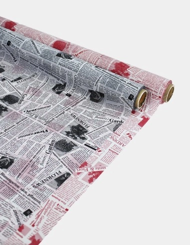 Papel Celofán Periódico Lacado 70x30m Estampado Retro