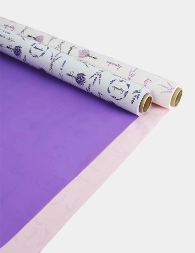 Papel Celofán con Estampado Lavanda Bicolor - 70x30m