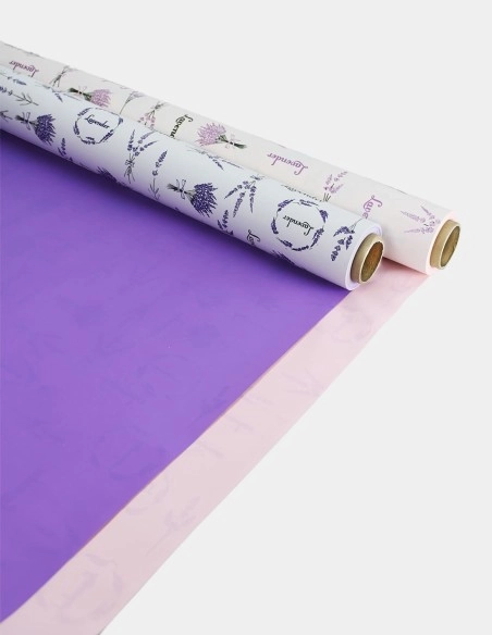Papel Celofán con Estampado Lavanda Bicolor - 70x30m