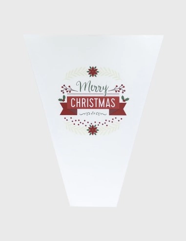 Bolsa Papel Kraft Blanca Merry Christmas