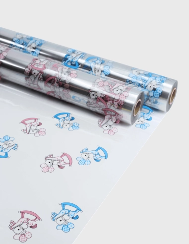 Rollo Celofán Transparente con Bebes Oso | GalacticBlum