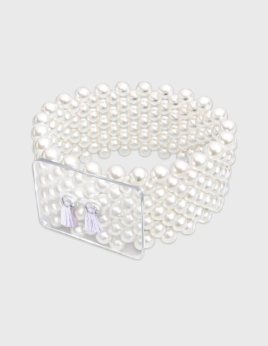 Brazalete Clásico Perlas Blancas