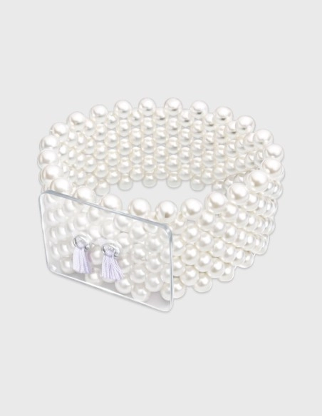 Brazalete Clásico Perlas Blancas